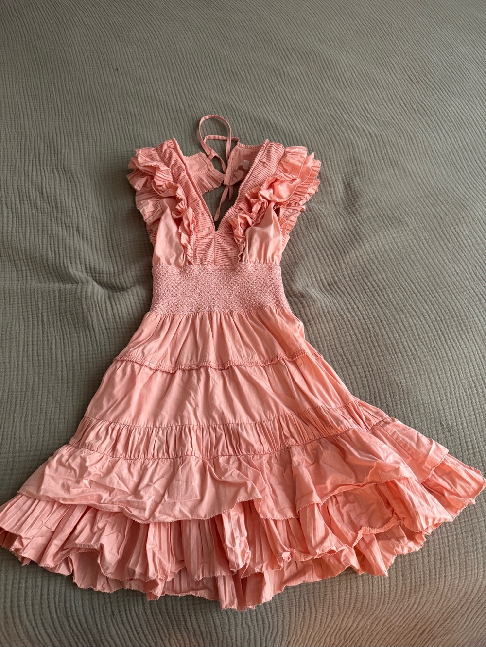 Pink Ruffle Halter Midi Dress